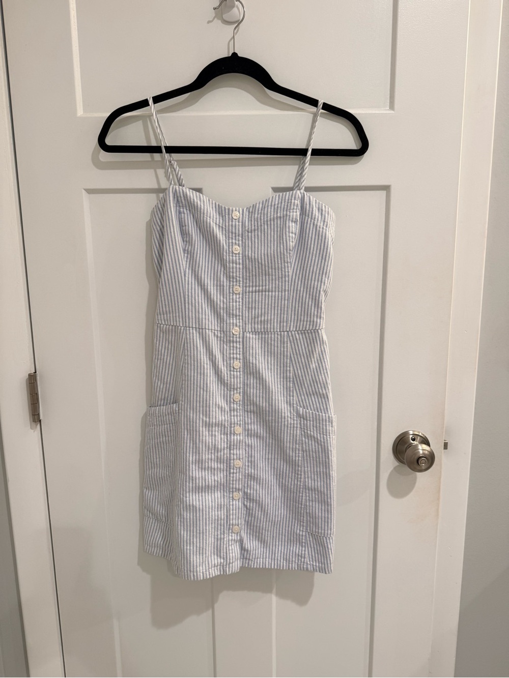 Abercrombie & Fitch Light Blue and White Striped Mini Dress